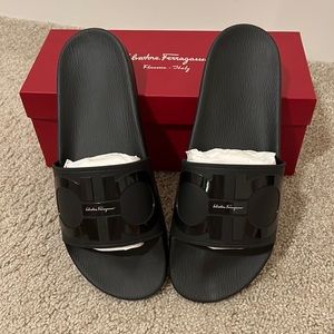 Salvatore Ferragamo Men's Groove Slide Sandals